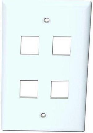 4PORT WHITE KEYSTONE WALL PLATE