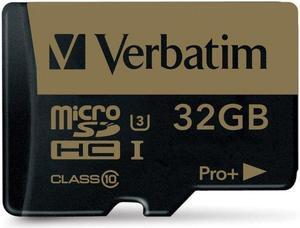 Verbatim Memory Card microSDHC w/Adapter 32GB BK/GD 44033
