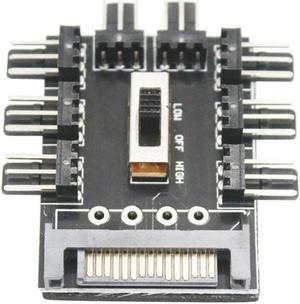 Cooler Cooling Fan Hub Practical Multi-functional Classic PC SATA 1 to 8 3Pin 12V Power Socket PCB Adapter
