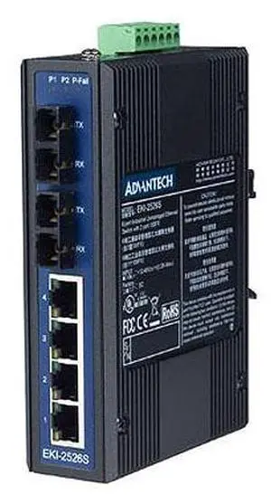 Advantech EKI-2526S-AE - 4+2 100FX Port S.M. Unmanaged Ethernet
