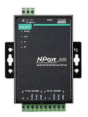 Moxa NPort 5232I - 2 port RS-422/485 device server, 10/100M Ethernet, terminal block, 15KV ESD, 12-30VDC with 2KV isolation