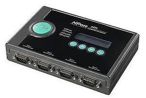 Moxa NPort 5450 w/ adapter - 4 port device server, 10/100M Ethernet, RS-232/422/485, terminal block, 15KV ESD, 12-48 VDC