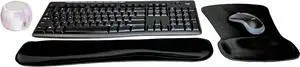 Logitech MK270 Wireless Keyboard & Mouse Combo Travel Home Office Modern Bundle with Boost Water-Resistant Portable Wireless Bluetooth Speaker, Gel Wrist Pad, & Gel Mouse Pad