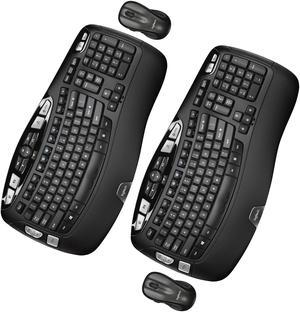 Logitech MK550 Comfort Wave Wireless Keyboard & Mouse Combo Travel Home Office Modern Bundle for PC & Laptop, Pack of 2