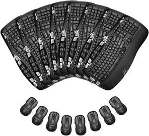Logitech MK670 Comfort Wave Wireless Keyboard & Mouse Combo Travel Home Office Modern Bundle for PC & Laptop, Pack of 8