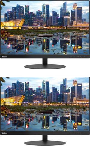 Lenovo ThinkVision T23d 23-inch 1920 x 1200 LED Backlit Full HD Widescreen WUXGA LCD Monitor, 2-Pack Bundle with HDMI, VGA, DisplayPort