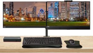 Lenovo ThinkVision T27hv 27-inch, 2-Pack Bundle with T27h, HDMI, DisplayPort, Webcam, Speaker, Microphone, Dual Monitor Stand, ThinkPad USB-C Dock, MK270 Wireless Keyboard & Mouse, Mouse & Wrist Pad
