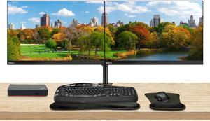 Lenovo ThinkVision T23d 1920 x 1200 LED FHD LCD, 2-Pack Bundle with HDMI, DisplayPort, Dual Monitor Stand, ThinkPad Universal USB-C Multiport Dock, MK670 Wireless Keyboard & Mouse, Mouse & Wrist Pad