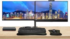 Lenovo ThinkVision T27hv 2-Pack Bundle with T27h, HDMI, DisplayPort, USB Hub, Webcam, Speaker, Microphone, Dual Monitor Stand, ThinkPad USB-C Dock, MK670 Wireless Keyboard & Mouse, Mouse & Wrist Pad