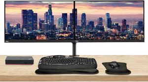 Lenovo ThinkVision T27p 27 3840 x 2160 4K UHD, 2-Pack Bundle with DisplayPort, Ethernet, Dual Monitor Stand, ThinkPad USB-C Dock, MK670 Wireless Keyboard & Mouse, Mouse & Wrist Pad, CAM 313 Webcam