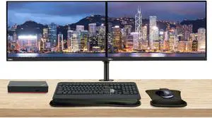 Lenovo ThinkVision T27p 27 3840 x 2160 4K UHD, 2-Pack Bundle with DisplayPort, Ethernet, Dual Monitor Stand, ThinkPad USB-C Dock, MK540 Wireless Keyboard & Mouse, Mouse & Wrist Pad, CAM 313 Webcam