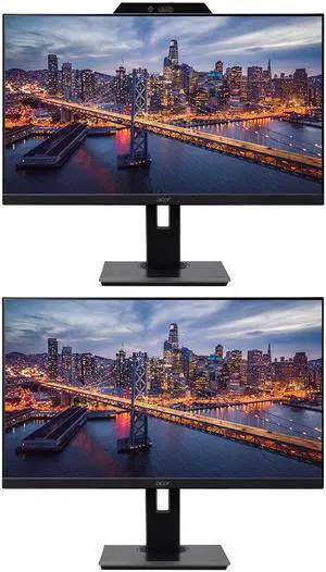 Acer B277 D 27-inch 1080P Full HD IPS 75 Hz 4 ms Monitor, 2-Pack bundle with B277 Eye Care, Webcam, USB Hub, HDMI, DisplayPort, Integrated Speakers