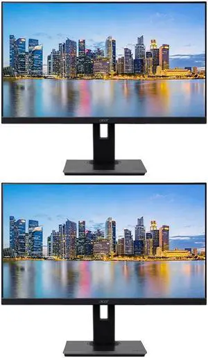 Acer B277U 27-inch 1440P 2K QHD IPS 75 Hz 4 ms Backlit Widescreen LCD Monitor, 2-Pack bundle with Eye Care, USB Hub, HDMI, DisplayPort, Integrated Speakers