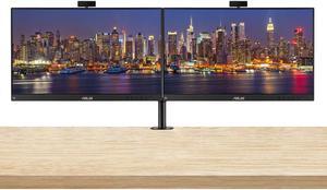 Asus BE24EQK 24-inch 1080P FHD Frameless IPS Business Monitor, 2-Pack Bundle with Full HD Webcam, Mic Array, Speakers, DisplayPort, HDMI, Desk Mount Dual Monitor Stand