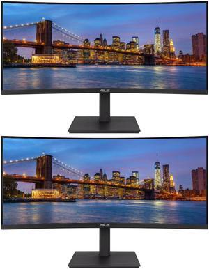 Asus VA34VCPSN 34-inch Curved 3440 x 1440 100 Hz Dual 2K UW-QHD LCD Business Monitor, 2-Pack Bundle with Dock, DisplayPort, HDMI, USB-C, Ethernet, USB Hub, Integrated Speaker