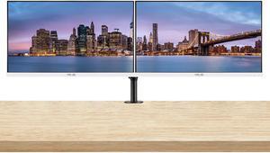 Asus VY249HE-W 24-inch 1920 x 1080 FHD 75 Hz 1 ms LCD Monitor, 2-Pack Bundle with Adaptive-Sync, Eye Care Plus, Color Augmentation, VGA, HDMI, White, Desk Mount Dual Monitor Stand
