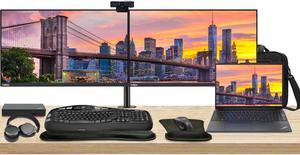Lenovo E16 16" Ryzen 5, 8GB RAM, 256GB SSD, Notebook Bundle with 2 x ThinkVision T27i 27" Monitors, Dual Stand, USB-C Dock, MK670 Wireless Keyboard & Mouse, Gel Pad, Webcam, Headphones, Bag