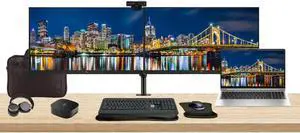 HP ProBook 450 G10 15.6" i5, 8GB RAM, 256GB SSD, Bundle with 2 x EliteDisplay E27 27" Monitors, Dual Stand, USB-C Dock, MK540 Wireless Keyboard and Mouse, Gel Pad, Webcam, Headphones, Bag