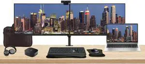 HP EliteBook 655 G10 15.6" Ryzen 7, 16GB RAM, 512GB SSD, Windows 11 Pro Notebook Bundle with 2 x EliteDisplay E27 27" Monitors, Dual Stand, USB-C Dock, Keyboard and Mouse, Webcam, Headphones, Bag
