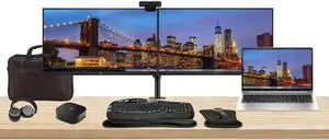 HP EliteBook 655 G10 15.6" Ryzen 7, 32GB RAM, 1TB SSD, Windows 11 Pro Notebook Bundle with 2 x EliteDisplay E24 24" Monitors, Dual Stand, USB-C Dock, Keyboard and Mouse, Webcam, Headphones, Bag