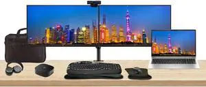 HP EliteBook 650 G10 15.6" i5, 16GB RAM, 512GB SSD, Windows 11 Pro Notebook Bundle with 2 x EliteDisplay E24 24" Monitors, Dual Stand, USB-C Dock, Keyboard and Mouse, Webcam, Headphones, Bag