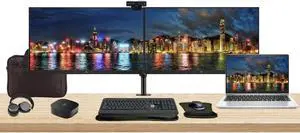 HP EliteBook 645 G10 14" Ryzen 5, 16GB RAM, 512GB SSD, Windows 11 Pro Notebook Bundle with 2 x EliteDisplay E27 27" Monitors, Dual Stand, USB-C Dock, Keyboard and Mouse, Webcam, Headphones, Bag