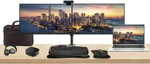 HP EliteBook 645 G10 14" Ryzen 7, 16GB RAM, 512GB SSD, Windows 11 Pro Notebook Bundle with 2 x EliteDisplay E24 24" Monitors, Dual Stand, USB-C Dock, Keyboard and Mouse, Webcam, Headphones, Bag