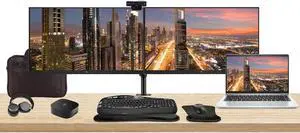 HP EliteBook 645 G10 14" Ryzen 7, 16GB RAM, 512GB SSD, Windows 11 Pro Notebook Bundle with 2 x EliteDisplay E27 27" Monitors, Dual Stand, USB-C Dock, Keyboard and Mouse, Webcam, Headphones, Bag