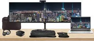 HP EliteBook 645 G10 14" Ryzen 7, 32GB RAM, 1TB SSD, Windows 11 Pro Notebook Bundle with 2 x EliteDisplay E27 27" Monitors, Dual Stand, USB-C Dock, Keyboard and Mouse, Webcam, Headphones, Bag