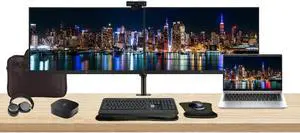 HP ProBook 440 G10 14" i5, 16GB RAM, 256GB SSD, Bundle with 2 x EliteDisplay E27 27" Monitors, Dual Stand, USB-C Dock, MK540 Wireless Keyboard and Mouse, Gel Pad, Webcam, Headphones, Bag