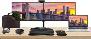 HP EliteBook 640 G10 14" i5, 16GB RAM, 256GB SSD, Windows 11 Pro Notebook Bundle with 2 x EliteDisplay E24 24" Monitors, Dual Stand, USB-C Dock, Keyboard and Mouse, Webcam, Headphones, Bag