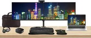 HP ProBook 440 G10 14" i5, 16GB RAM, 256GB SSD, Bundle with 2 x EliteDisplay E24 24" Monitors, Dual Stand, USB-C Dock, MK670 Wireless Keyboard and Mouse, Gel Pad, Webcam, Headphones, Bag