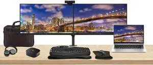 HP ProBook 440 G10 14" i7, 16GB RAM, 512GB SSD, Bundle with 2 x EliteDisplay E24 24" Monitors, Dual Stand, USB-C Dock, MK670 Wireless Keyboard and Mouse, Gel Pad, Webcam, Headphones, Bag