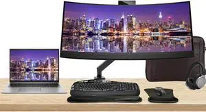 HP Notebook ZBook Firefly G10 16" i7, 32GB RAM, 1TB SSD, Windows 11 Pro, Z Display Z34c 34" Curved Monitor and builtin Webcam Bundled with Mount, MK670 Wireless Keyboard, Mouse, Headphones and Bag