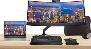 HP Notebook ZBook Firefly G10 16" i7, 32GB RAM, 1TB SSD, Windows 11Pro, T550 Graphics, Z Display Z34c 34" Curved Monitor with Webcam Bundled Mount, MK670 Wireless Keyboard, Mouse, Headphones and Bag