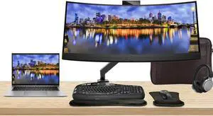 HP Notebook ZBook Firefly G10 Touchscreen 14" Ryzen 7 Pro, 32GB RAM, 512GB SSD, Windows 11 Pro, Z Display Z34c 34" Curved Monitor with Webcam Bundle, Mount, Keyboard, Mouse, Headphones and Bag