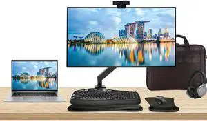 HP Notebook ZBook Firefly G10 Touchscreen 14" Ryzen 9 Pro, 32GB RAM, 512GB SSD, Windows 11Pro, Z Display Z32k 32" 4K Monitor Bundle, Desk Mount, Keyboard and Mouse, Webcam, Wireless Headphones and Bag