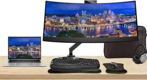 HP Notebook ZBook Firefly G10 Touchscreen 14" Ryzen 9 Pro, 32GB RAM, 512GB SSD, Windows 11 Pro, Z Display Z34c 34" Curved Monitor with Webcam Bundle, Desk Mount, Keyboard, Mouse, Headphones and Bag