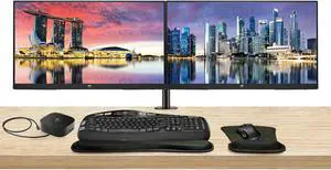 HP V27i G5 27 inch 1920 x 1080 FHD LCD Monitor, 2-Pack Bundle with HDMI, VGA, and Display Port, Stand, MK670 Wireless Keyboard and Mouse, Wrist Pad, and USB-C Dock