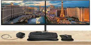 HP EliteDisplay E24u G5 24 inch FHD LCD IPS Monitor, 2-Pack Bundle with HDMI, USB-C, Ethernet, Display Port, Stand, MK670 Wireless Keyboard and Mouse, Wrist Pad, and USB-C Dock