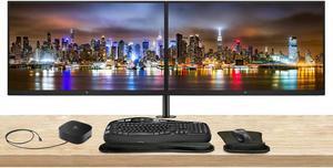HP EliteDisplay E27k G5 27 inch 4K UHD IPS Monitor, 2-Pack Bundle with HDMI, USB-C, Ethernet, Display Port, Speakers, Stand, MK670 Wireless Keyboard and Mouse, Wrist Pad, and USB-C Dock