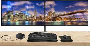 HP EliteDisplay E32k G5 32 inch 4K UHD IPS Monitor, 2-Pack Bundle with HDMI, USB-C, Ethernet, Display Port, Speakers, Stand, Wireless Keyboard and Mouse, Wrist Pad, and USB-C Dock
