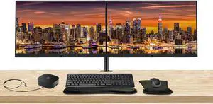 HP P27h G5 27 inch 1920 x 1080 Full HD Monitor, 2-Pack Bundle with HDMI, VGA, and Display Port, Speakers, Stand, MK270 Wireless Keyboard and Mouse, Gel Wrist Pad, and USB-C Dock