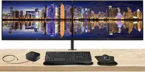 HP EliteDisplay E24u G5 24 inch FHD LCD IPS Monitor, 2-Pack Bundle with HDMI, USB-C, Ethernet, Display Port, Stand, MK270 Wireless Keyboard and Mouse, Gel Wrist Pad, and USB-C Dock