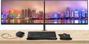 HP EliteDisplay E27u G5 27-inch 2K QHD IPS Monitor, 2-Pack Bundle with HDMI, USB-C, Ethernet, Display Port, Stand, MK270 Wireless Keyboard and Mouse, Gel Wrist Pad, and USB-C Dock
