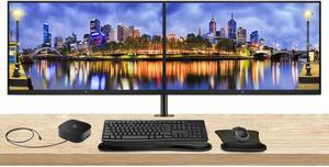 HP EliteDisplay E27k G5 27 inch 4K UHD IPS Monitor, 2-Pack Bundle with HDMI, USB-C, Ethernet, Display Port, Speakers, Stand, MK270 Wireless Keyboard and Mouse, Gel Wrist Pad, and USB-C Dock