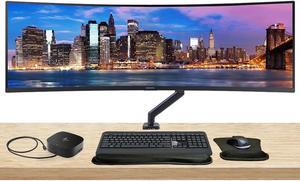 HP EliteDisplay E45c G5 45 inch 5120 x 1440 DQHD Curved Monitor, with Full Dock, Ethernet, HDMI, DisplayPort, USB-C, Speaker, MK540 Wireless Keyboard and Mouse, Wrist Pad, and Stand