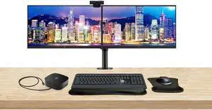 HP EliteDisplay E27m G4 27 inch 2K Quad HD IPS Conferencing Monitor, 2-Pack Bundle with HP E27q G5, Camera, Built-in Speaker, Stand, MK540 Wireless Keyboard, Mouse, Gel Mouse Pad, and USB-C Dock