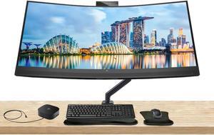 HP EliteDisplay E34m G4 34 inch Curved 2440 x 1440 2K WQHD LED-Backlit Conferencing Monitor, Camera, Built-in Speaker, Stand, MK540 Wireless Keyboard, Mouse, and Gel Mouse Pad