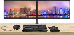 HP P22v G5 22 inch 1920 x 1080 Full HD Edge LED Monitor, 2-Pack Bundle with HDMI, VGA, Stand, MK270 Wireless Keyboard and Mouse, Gel Wrist Pad, and USB-C Dock